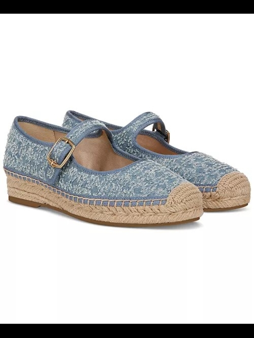 NIB Sam Edelman Mackie Blue Denim Mary Jane Espadrille Flats
